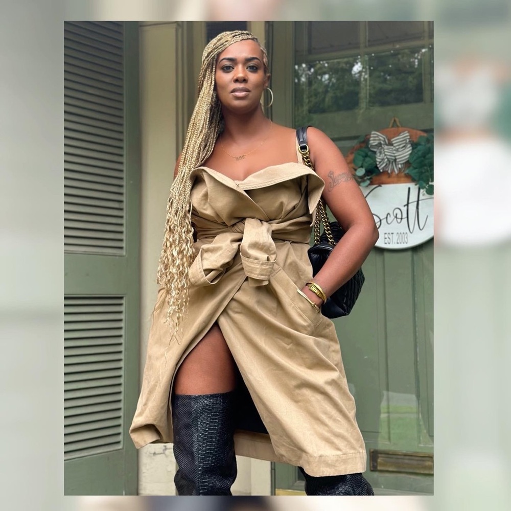 Khaki trench coat dress